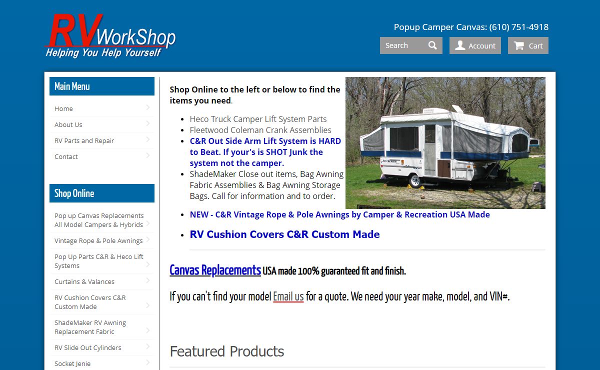 Pop up Canvas Replacements all Model Campers & Hybrids