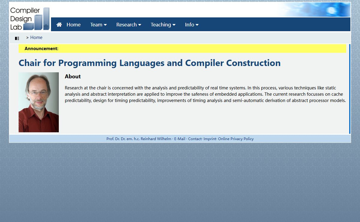 Chair for Programming Languages and Compiler Construction