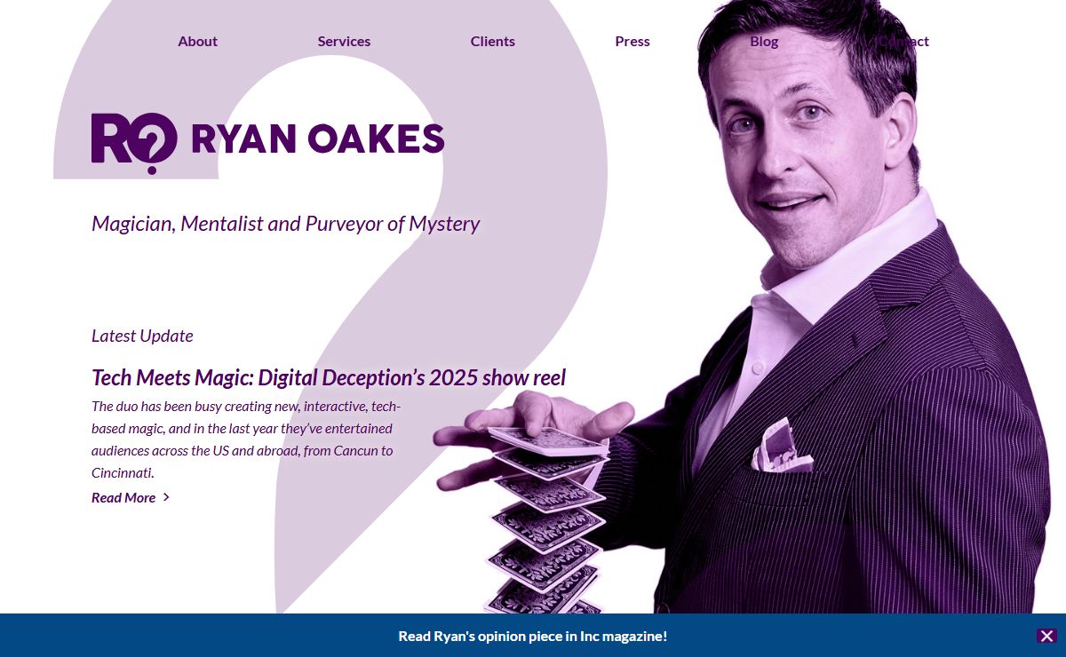 Ryan Oakes - Magician, Mentalist and Purveyor of Mystery