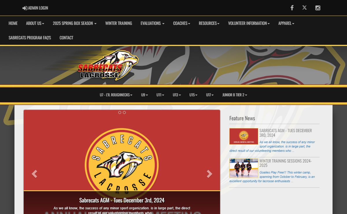 Sabrecats Lacrosse : Website by RAMP InterActive