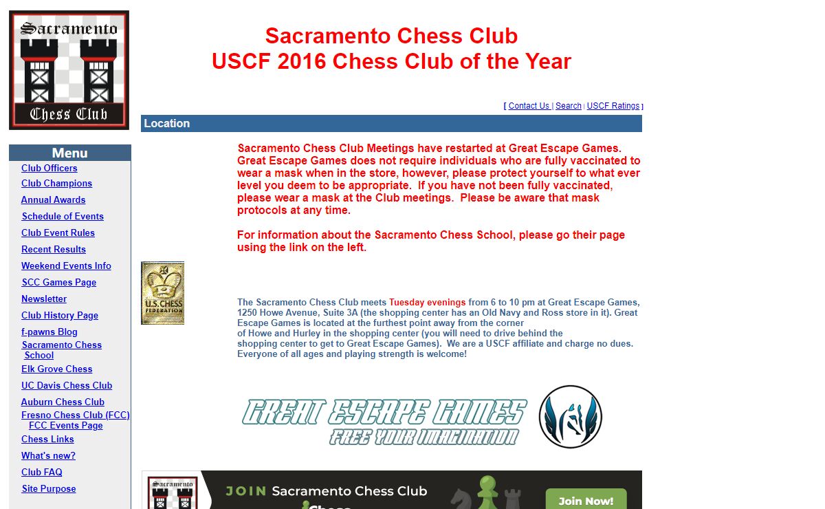 Website of the Sacramento Chess Club