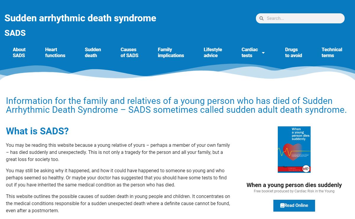 What is SADS - Sudden arrhythmic death syndrome