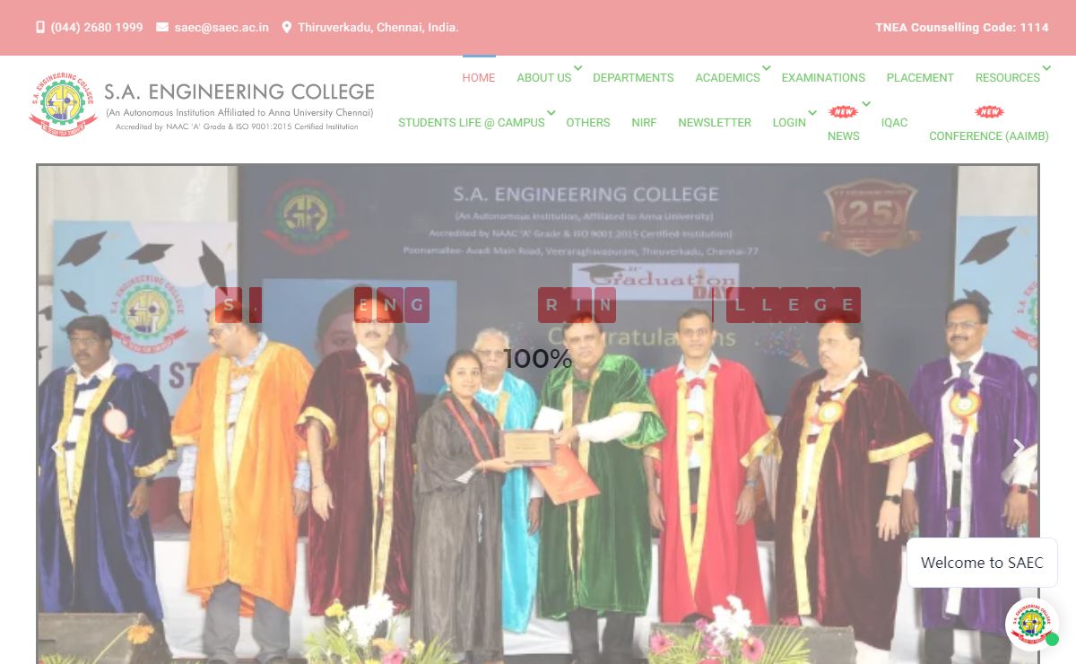 SAEC - S.A. Engineering College (Autonomous) in Chennai