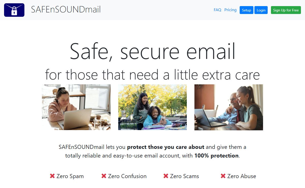 SAFEnSOUNDmail - safe email for children, the elderly, special needs, dementia or cognitive impairment
