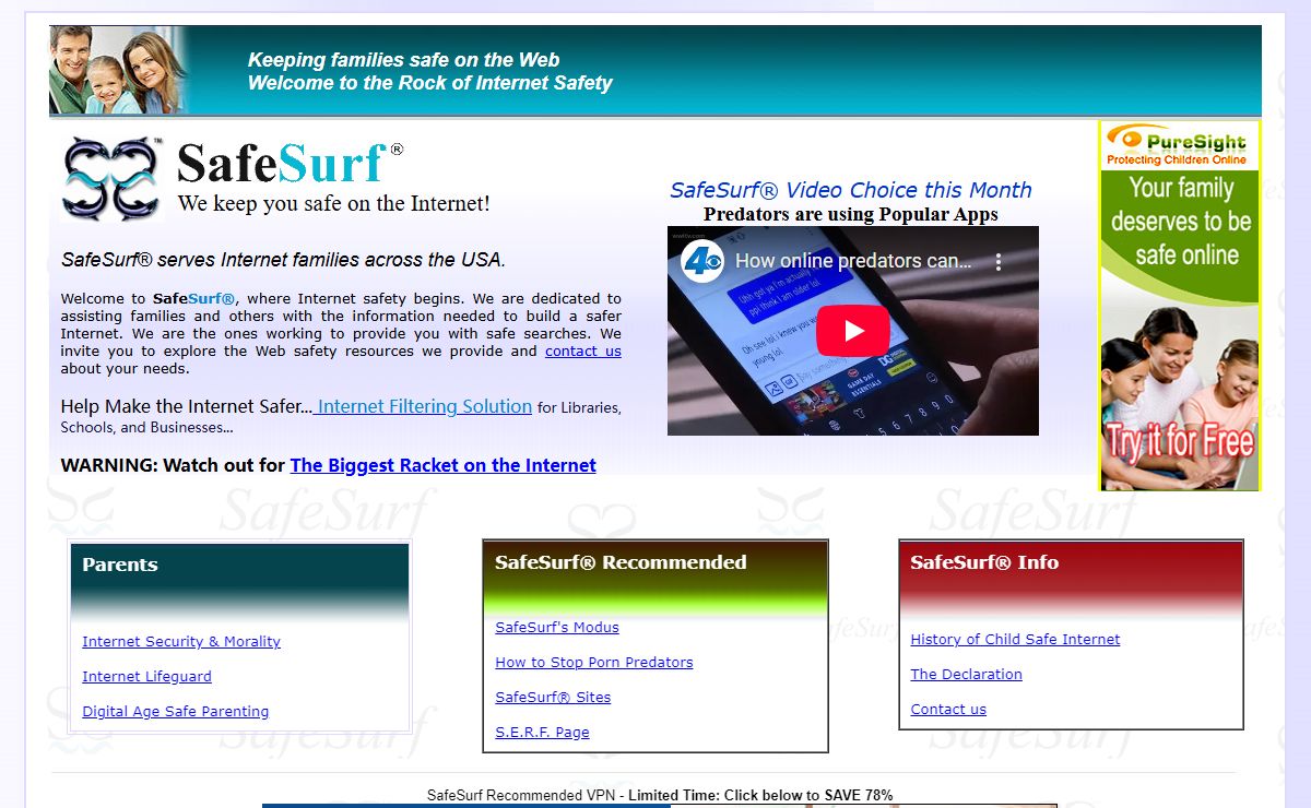 SafeSurf ® - Keeping families safe on the Web