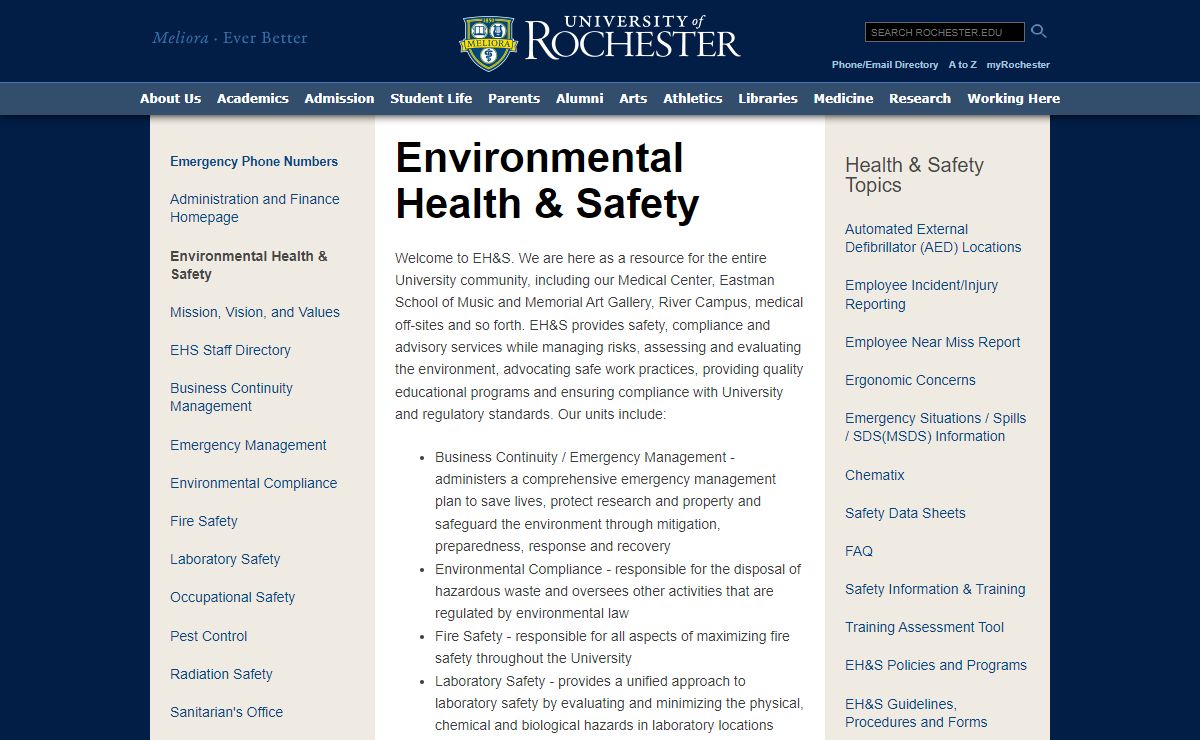 UofR: Environmental Health & Safety