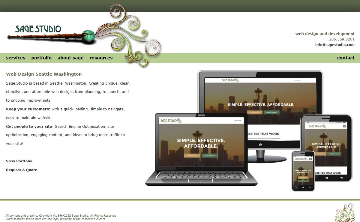 Sage Studio Website, Web Design and Development, Seattle, Washington