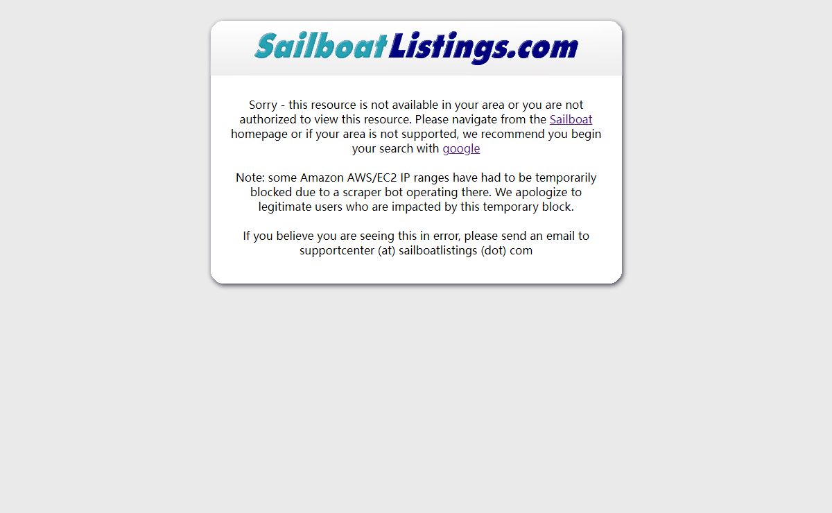 Sailboat Listings Non-US visitor web search
