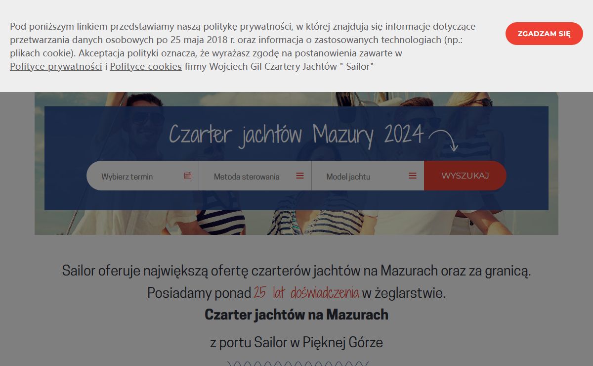 Czarter jachtów Mazury 2024 - Sailor