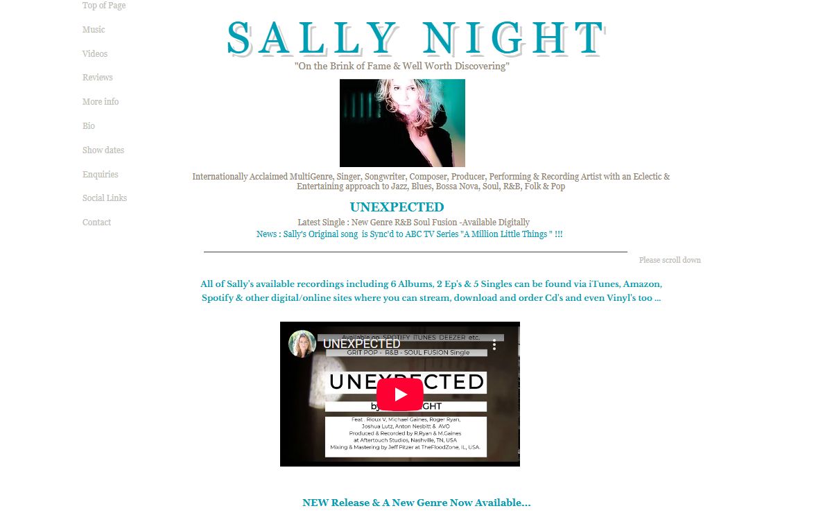 Sally Night Singer Songwriter Global Jazz Blues Soul and more