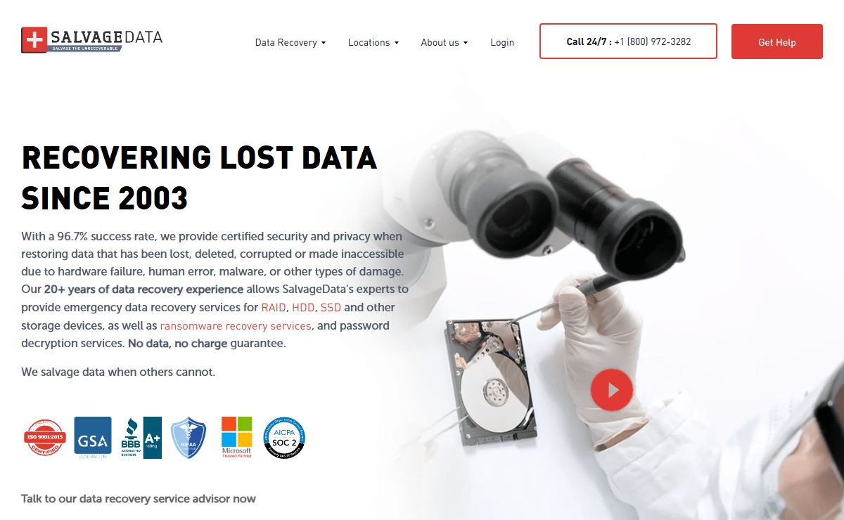SalvageData: Expert Data Recovery Service Provider