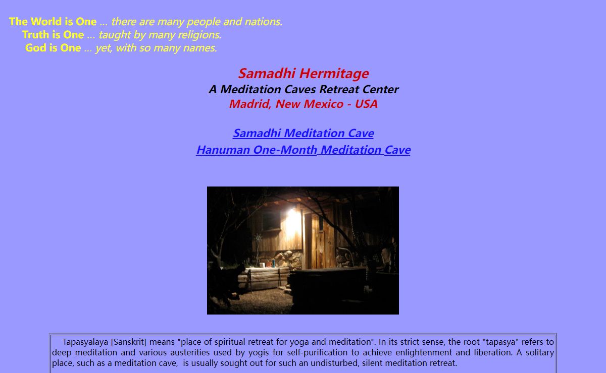 Samadhi Hermitage Meditation Cave Retreat Center, New Mexico