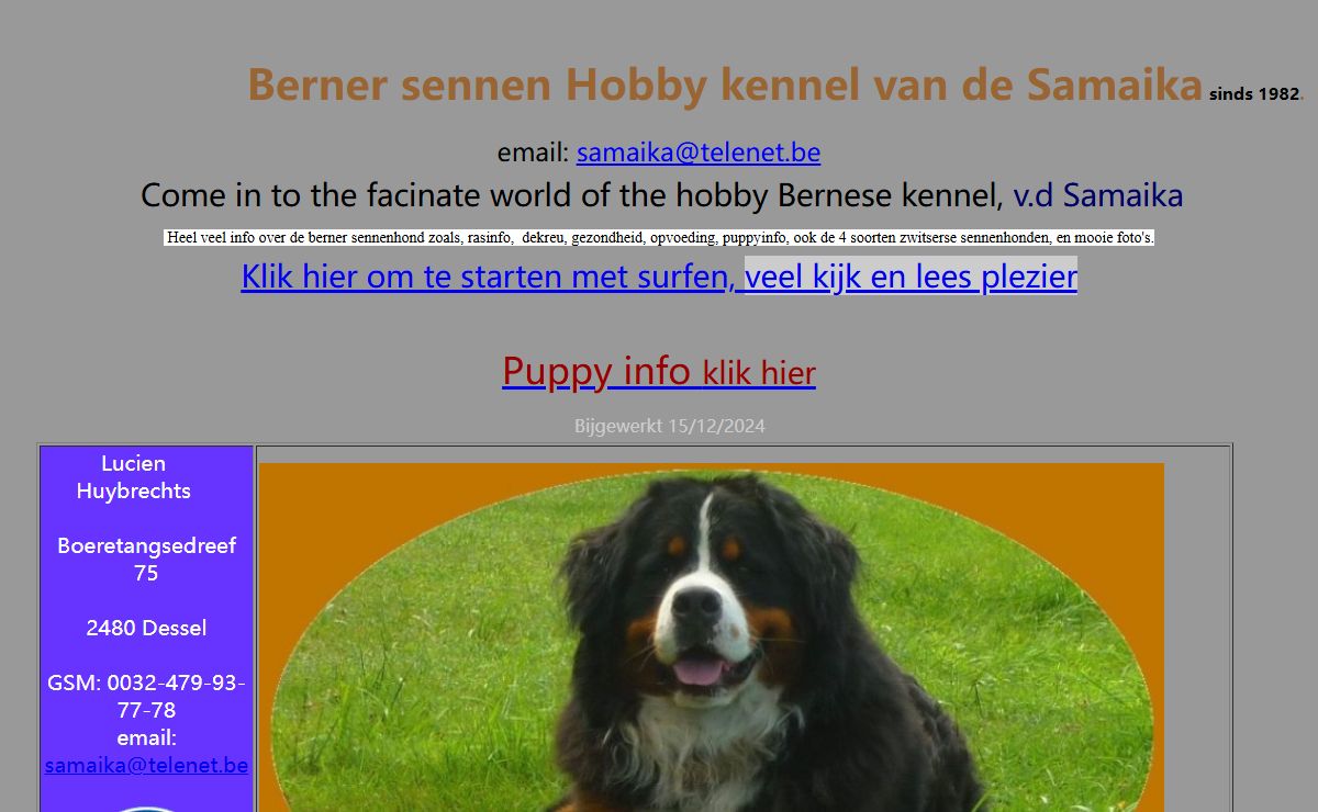 Berner Sennen kennel van de Samaika startpagina