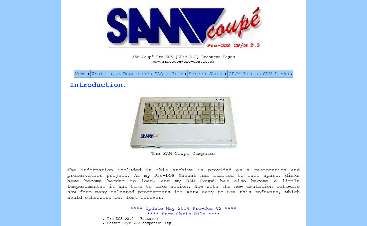 Sam Coupé Pro-DOS Resource Pages - Home Page