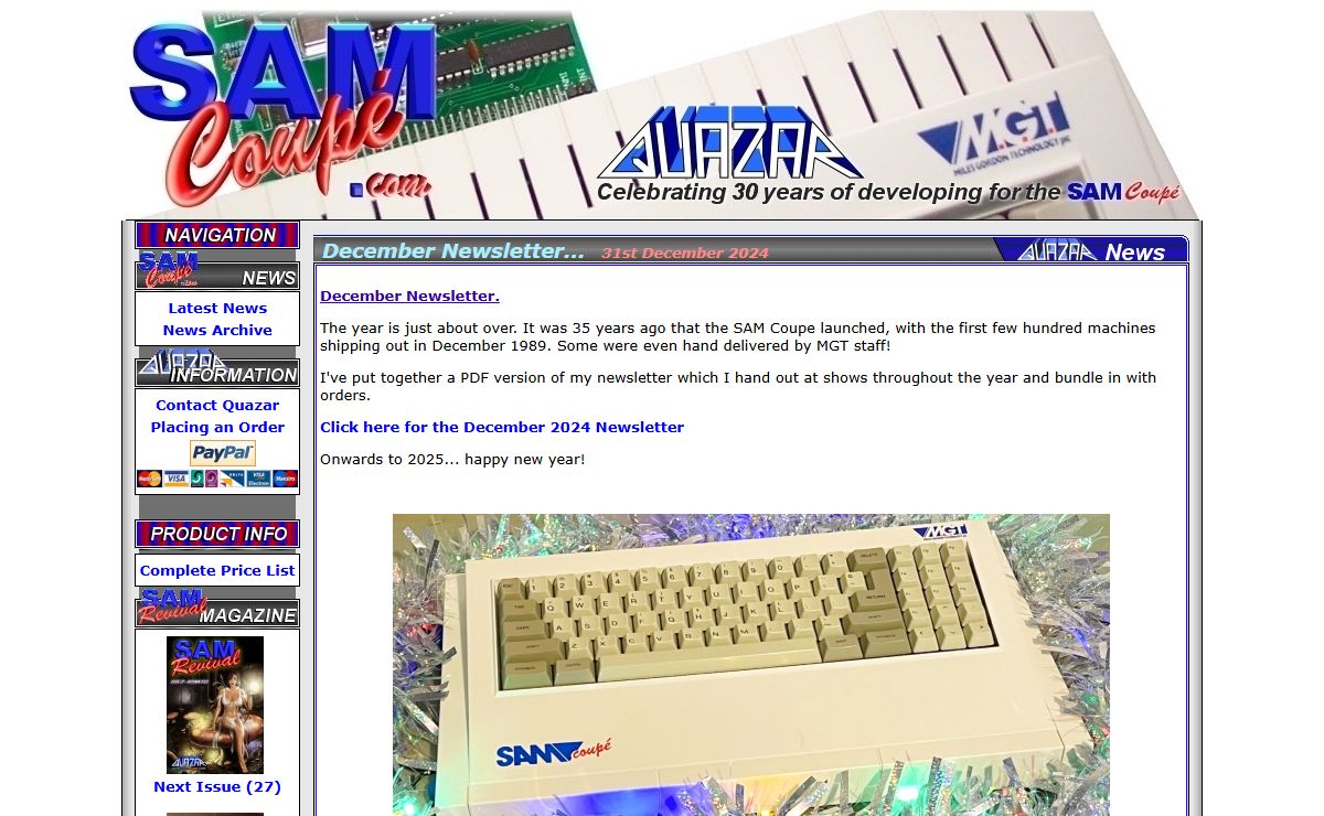 www.samcoupe.com - The SAM Coupe site from Quazar - Hardware, Software, Magazines and more for the SAM Coupe...