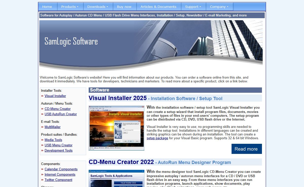 SamLogic - Software for Autoplay / Autorun Menu Interfaces & Setup / Installation & Newsletter / E-mail