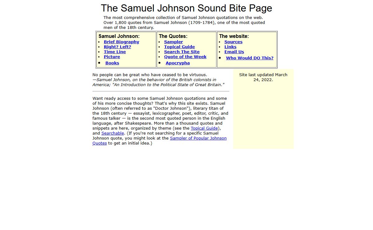 The Samuel Johnson Sound Bite Page