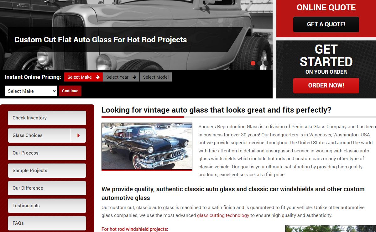 Classic Auto Glass, Custom Auto Glass | Sanders Repro Glass