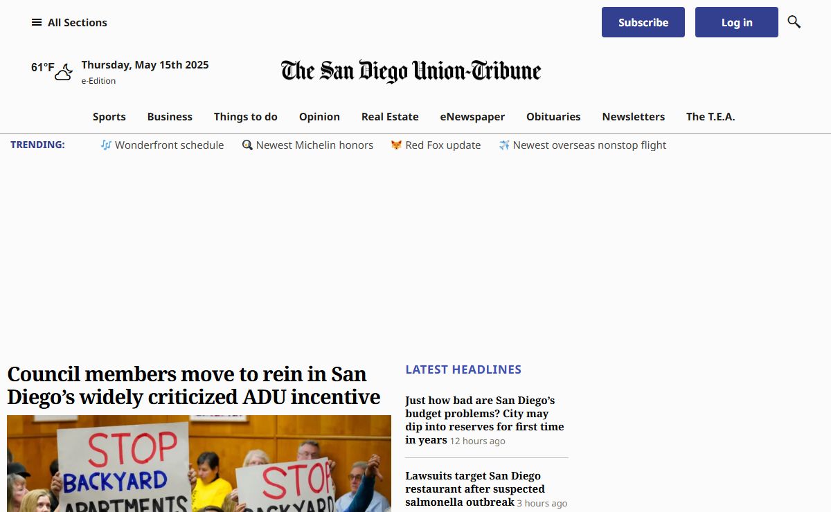 The San Diego Union-Tribune: Local News, Sports and Things to Do