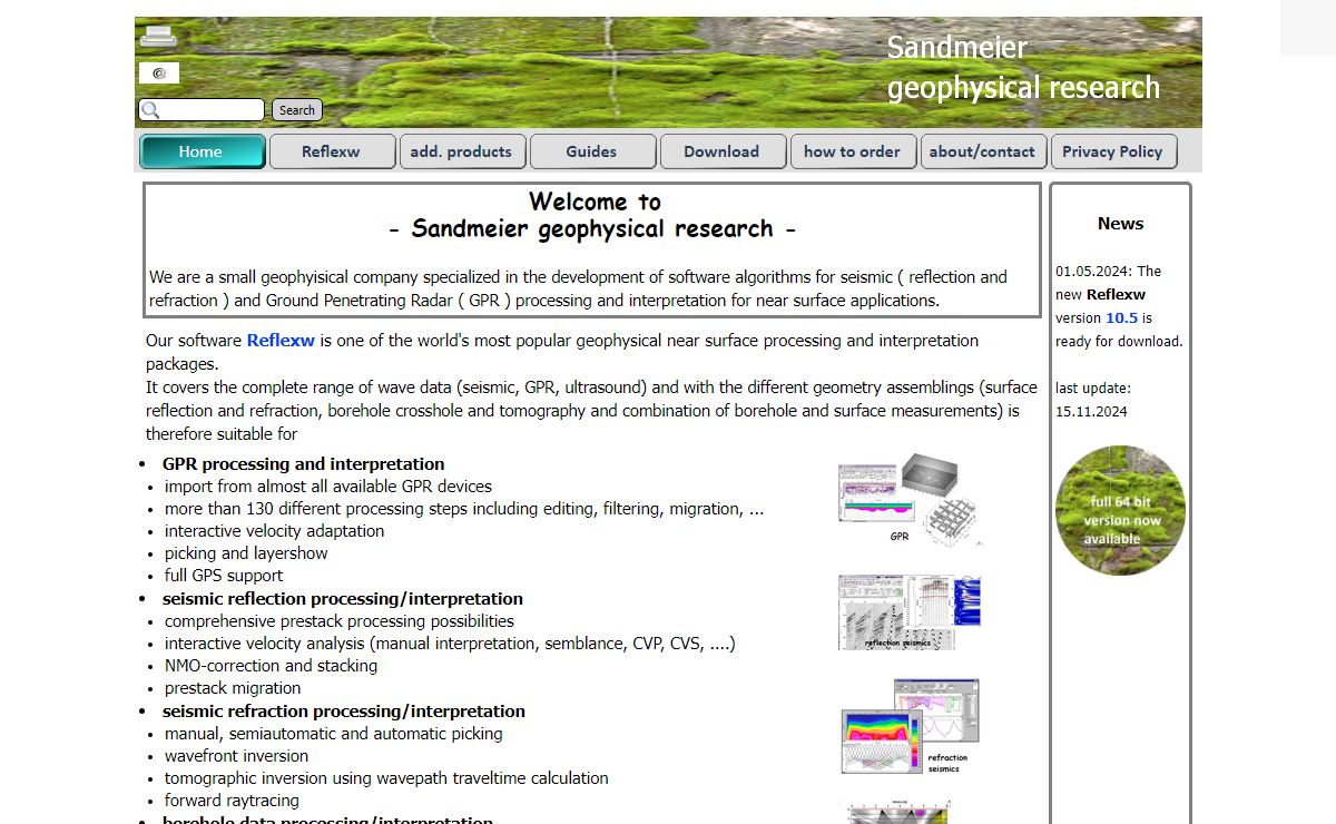 GPR and seismic data processing software - Sandmeier