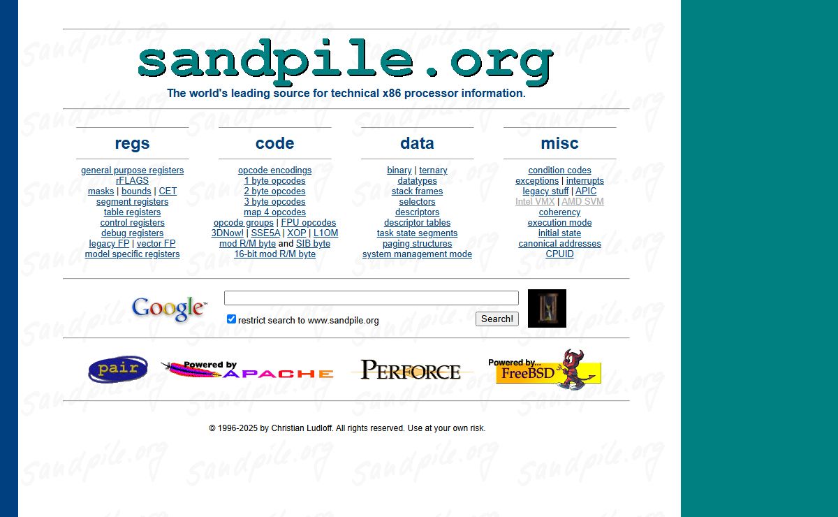 sandpile.org -- The world's leading source for technical x86 processor information.