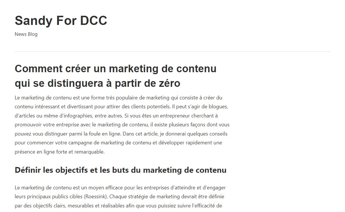 Comment créer un marketing de contenu qui se distinguera à partir de zéro - Sandy For DCC
