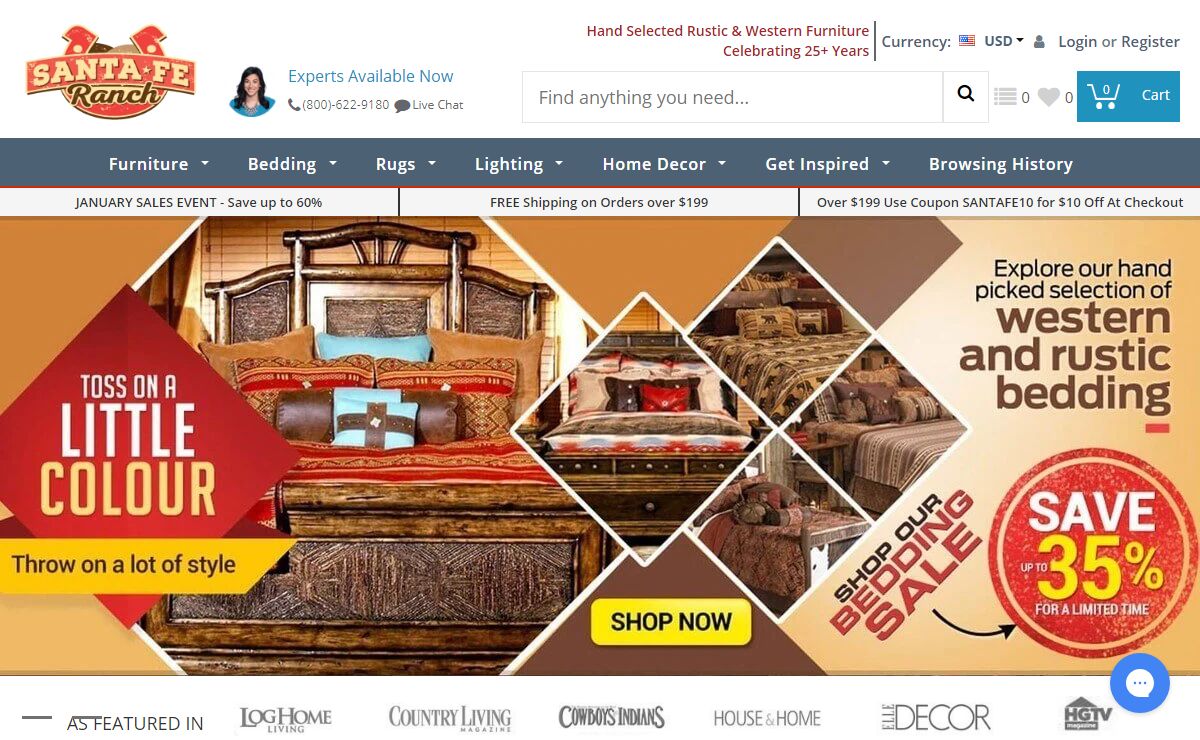 Western Furniture, Western Bedding, Western Decor & Rustic Leather – Santa Fe Ranch