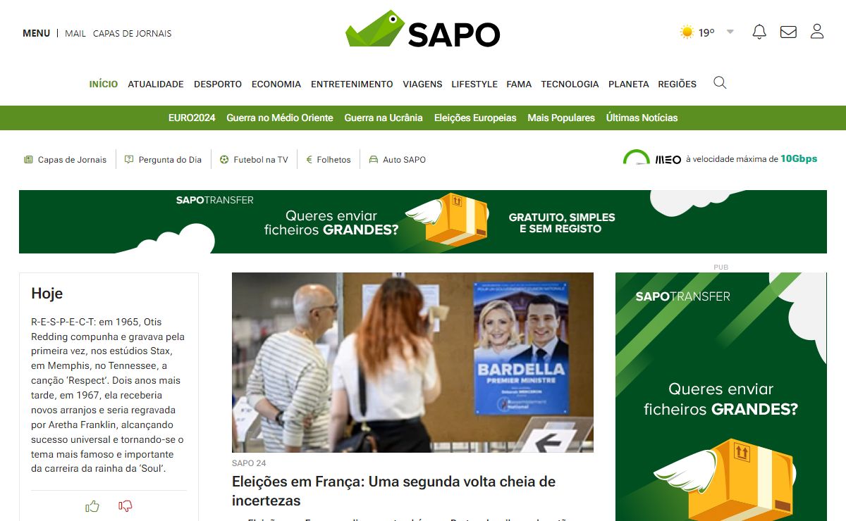 SAPO - Última hora e notícias de hoje atualizadas ao minuto