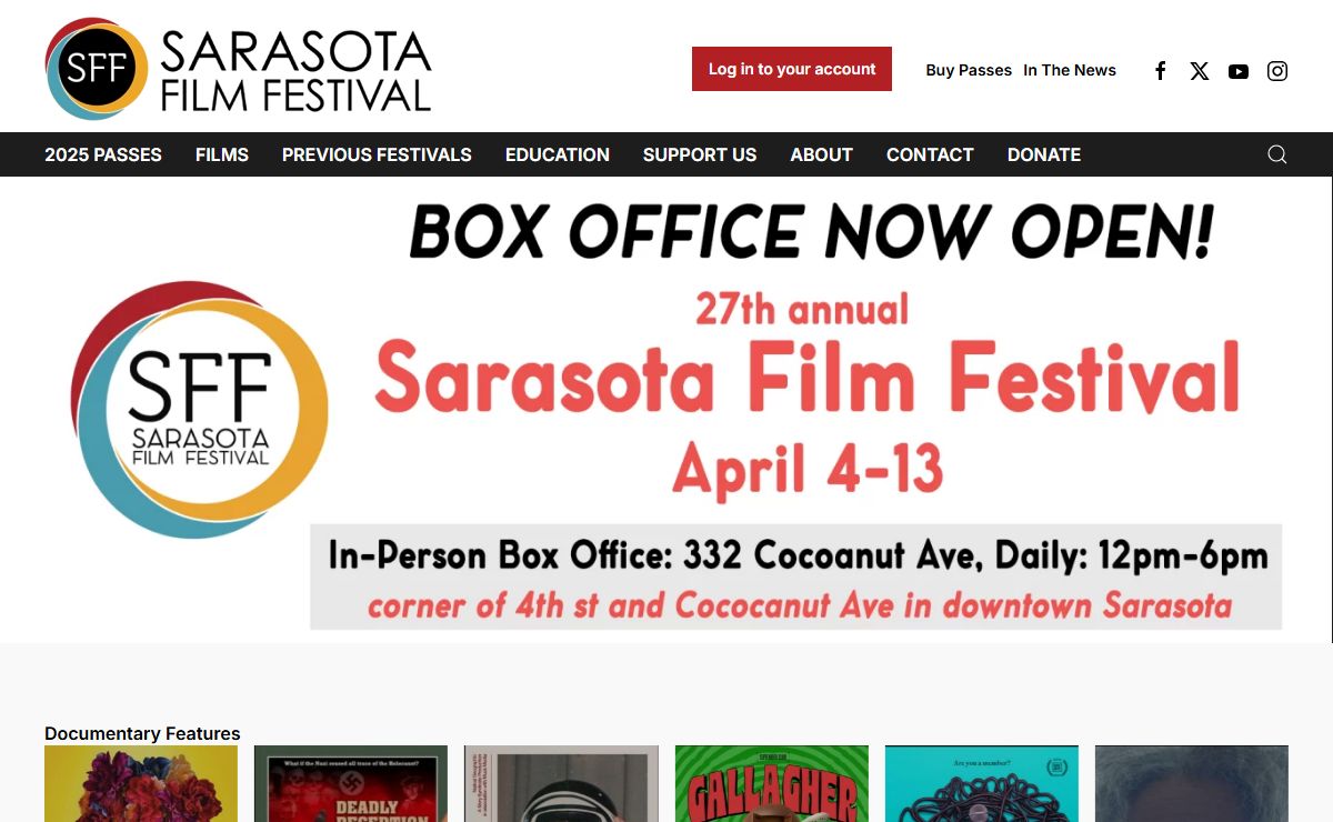 Sarasota Film Festival - April 4th - 13th, 2025