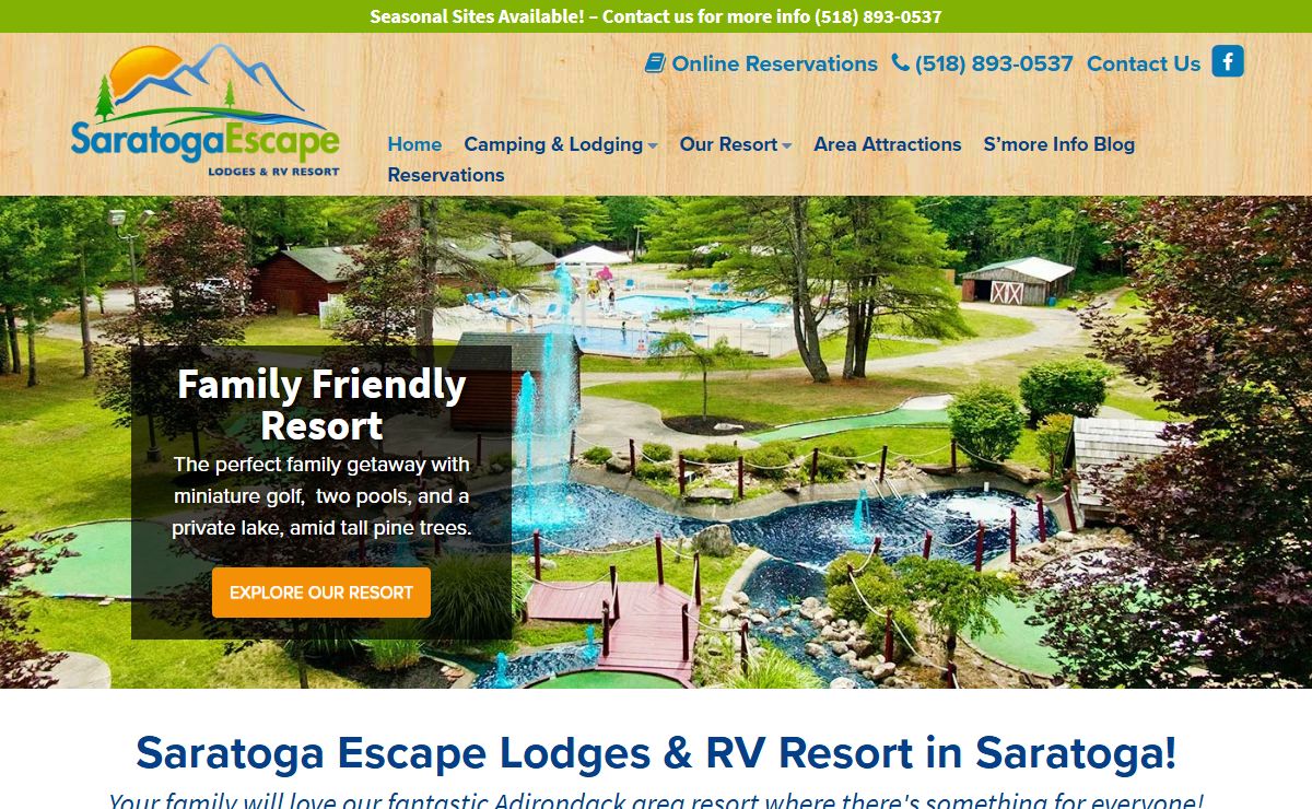 Saratoga Springs RV Resort, Tent Camping & Adirondack Cabin Rentals In Upstate NY
