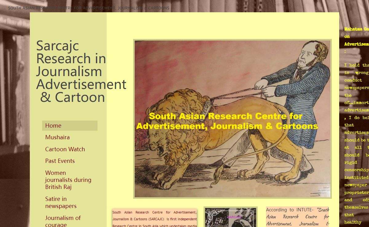 Sarcajc - Study & Research Journalism Advertisements & Cartoons in South Asia, Aim For News Archives And Museum, Media Monitoring
