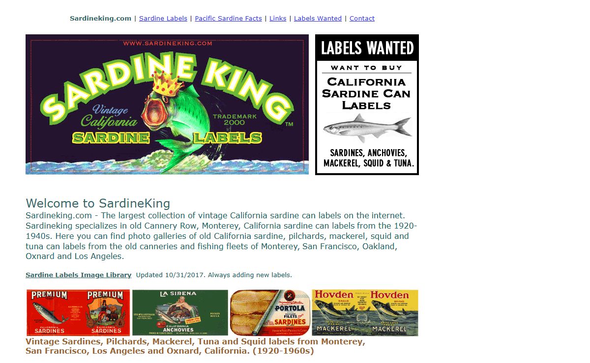 Sardine King - Vintage California Sardine Can Labels