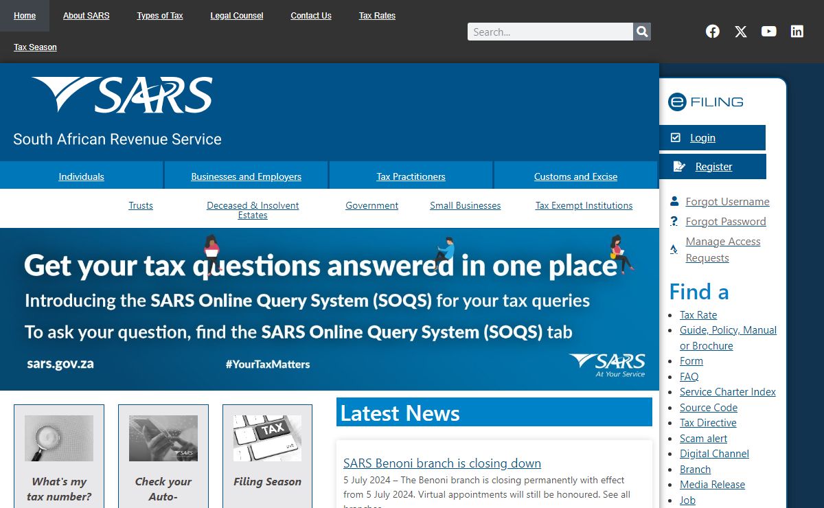 SARS Home | South African Revenue Service