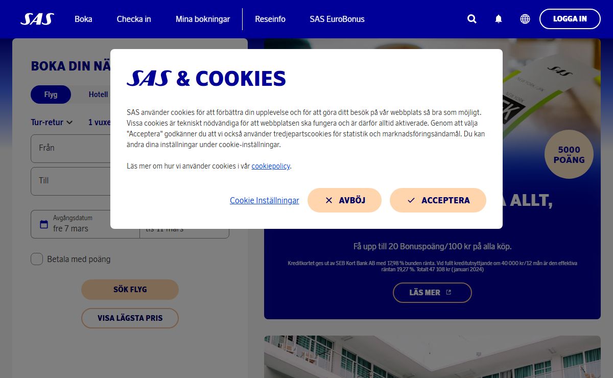 SAS | Flyg till Skandinavien, Europa, USA, Kanada och Asien