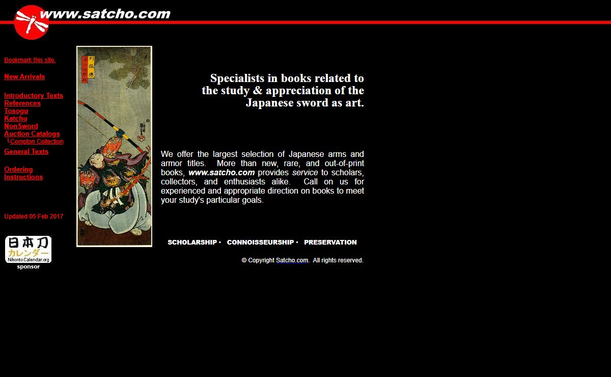 www.satcho.com · 薩長 日本刀本屋 · Specialists in books on Japanese arms & armor.