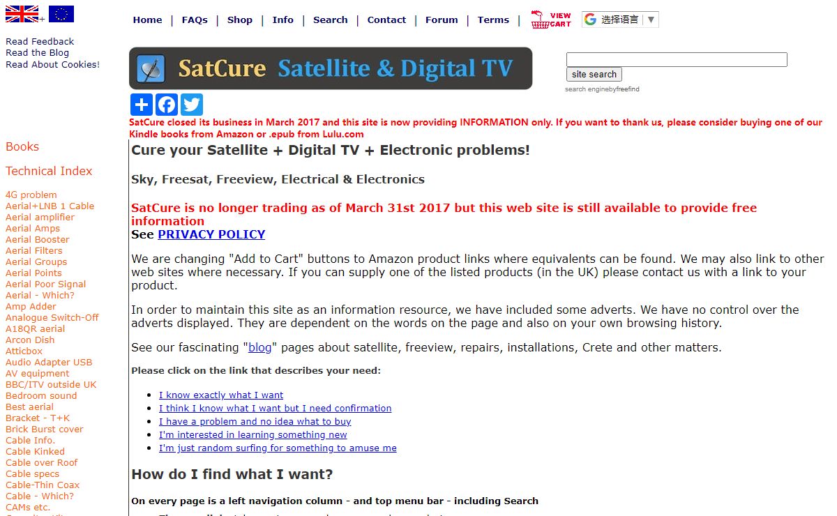 SatCure UK satellite and Freeview information
