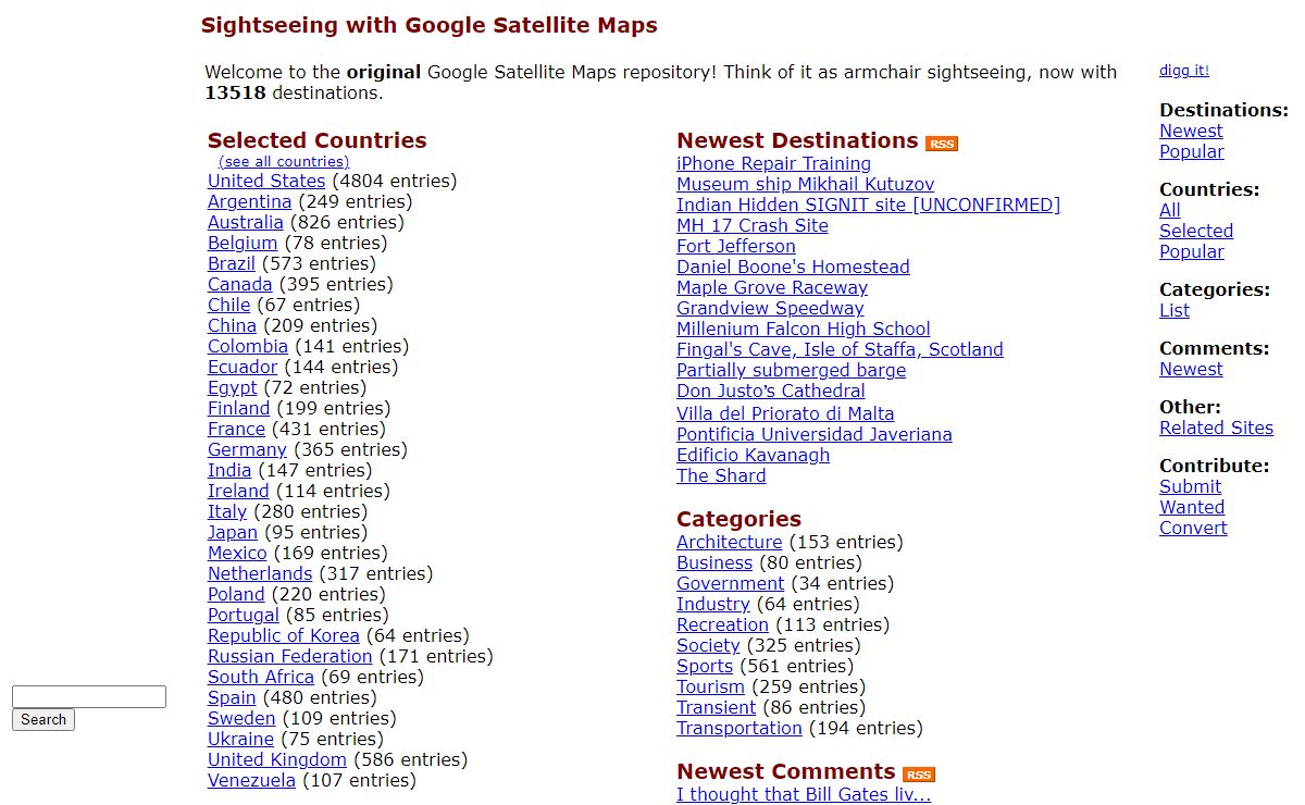 Sightseeing with Google Satellite Maps