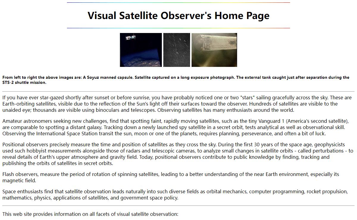 Visual Satellite Observer's Home Page