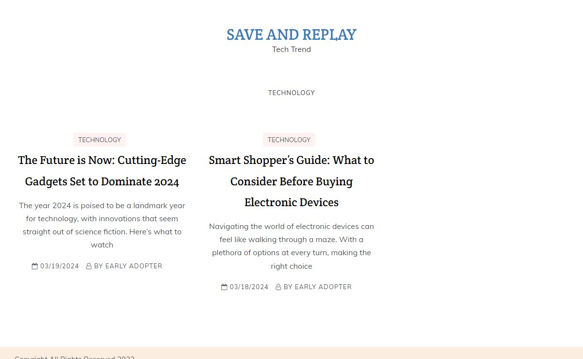 Save and Replay - Tech Trend