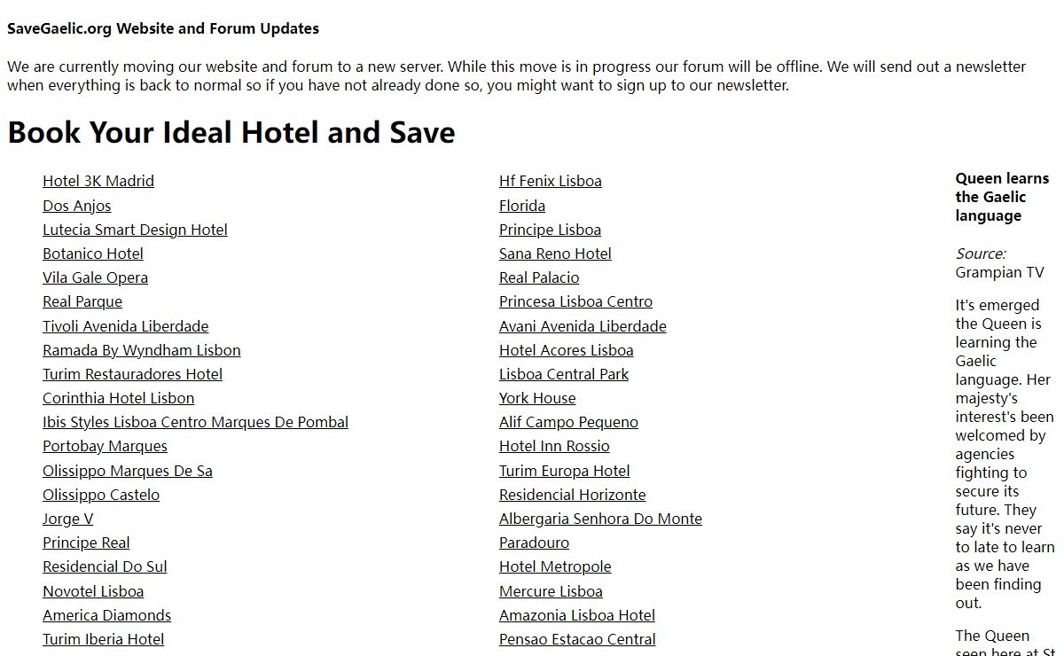 SaveGaelic.org - Hotel Booking Service Information