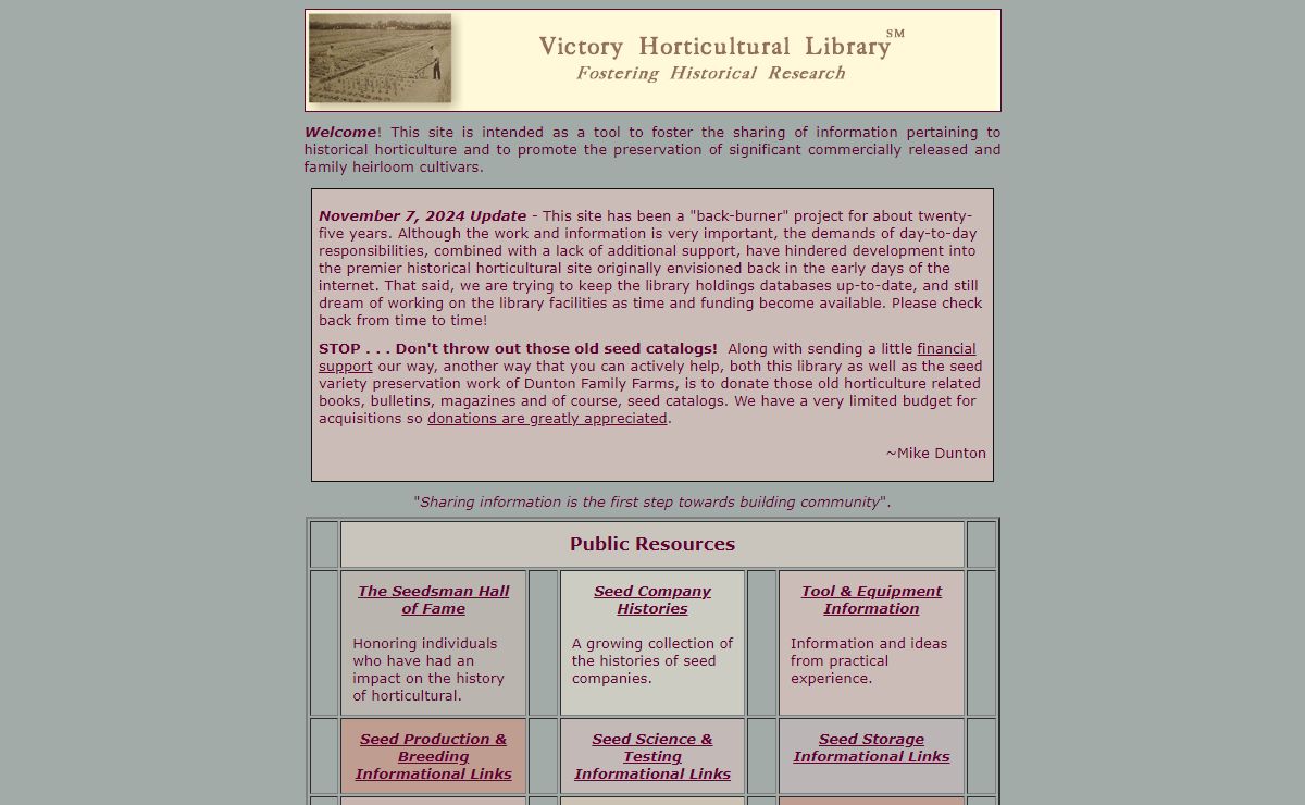 Welcome to the Victory Horticultural Library - A Portal for Historical Research