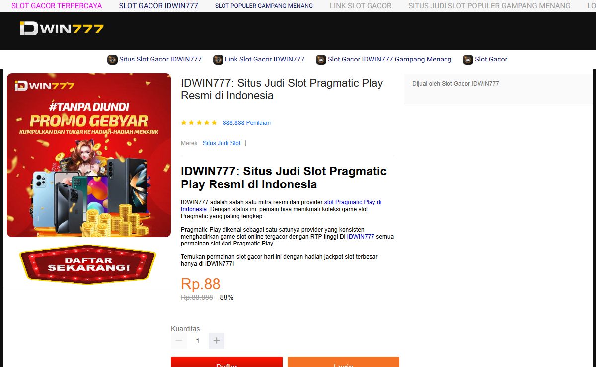 IDWIN777: Situs Judi Slot Online Pragmatic Resmi Terpercaya