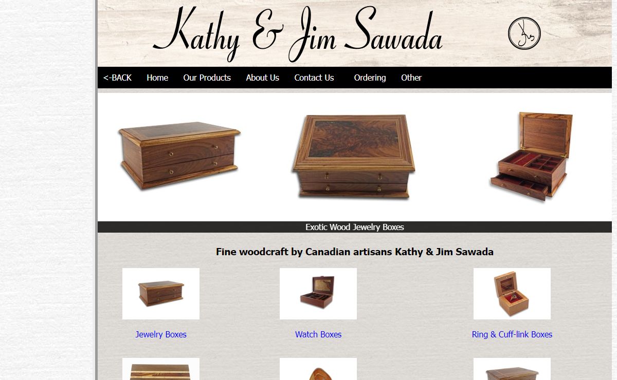Exotic Wood Jewelry Boxes, Tableware & Urns by Kathy and Jim Sawada, Toronto, Canada