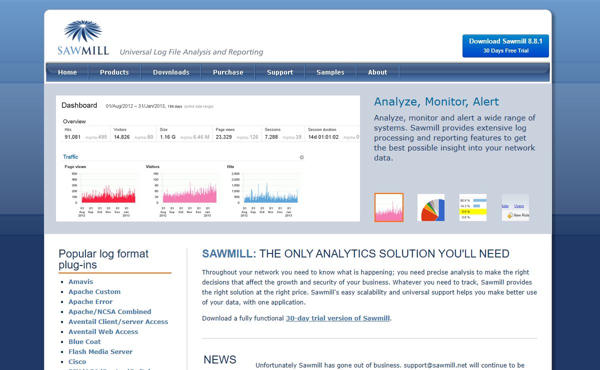 sawmill.net - Sawmill - Universal log file analysis and reporting