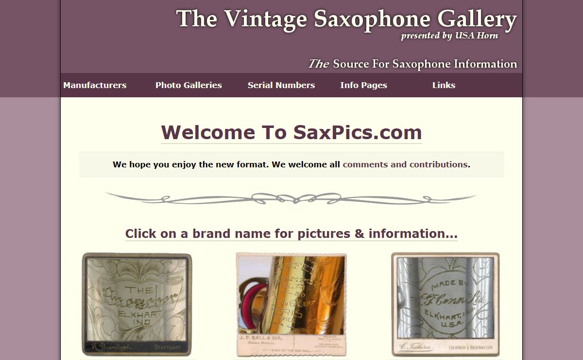 The Vintage Saxophone Gallery :: SaxPics.com