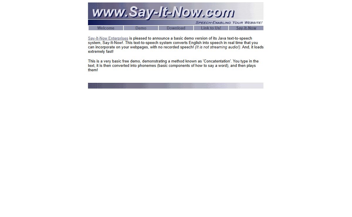 Say-It-Now! -- Java Speech synthesis with Say-It-Now! text to speech system!