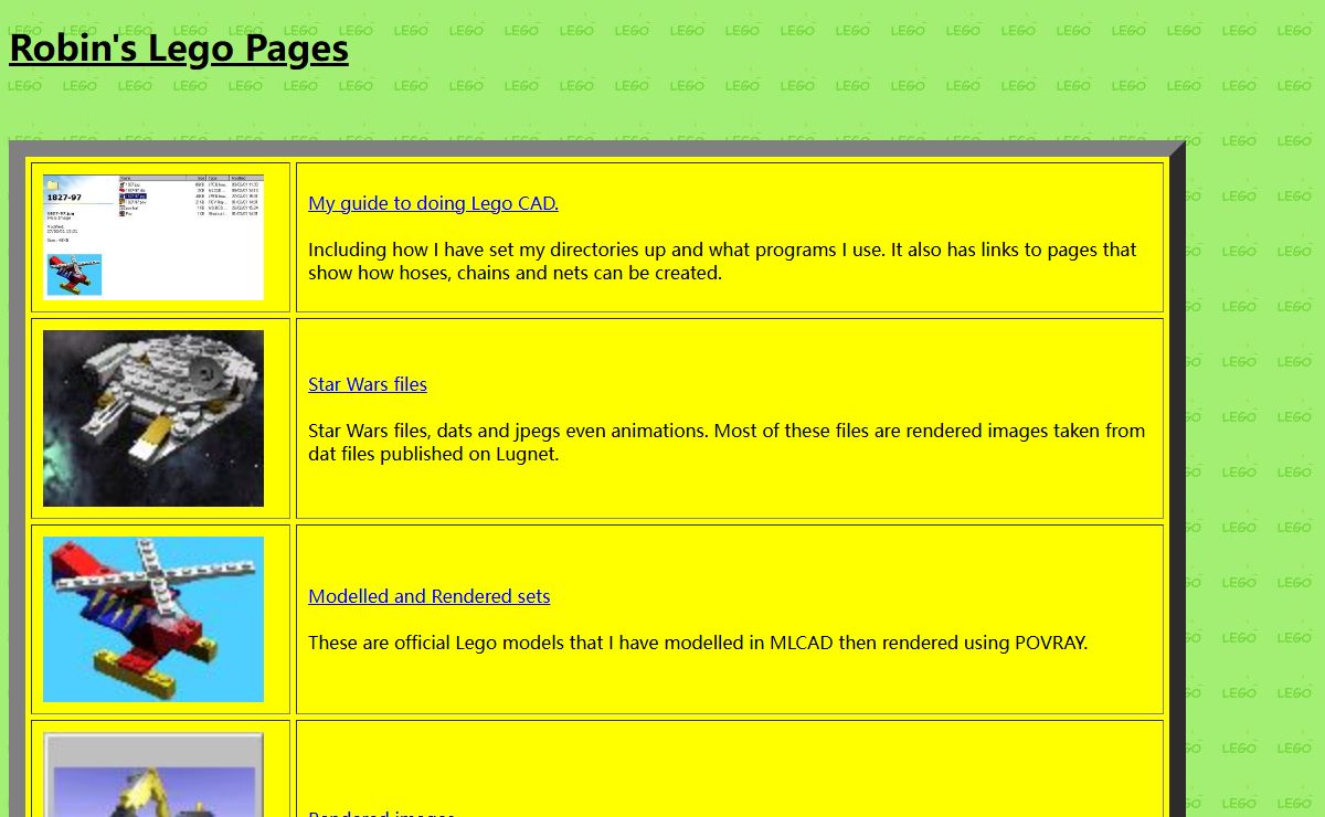 Robin Sayce-Jones Lego Homepage