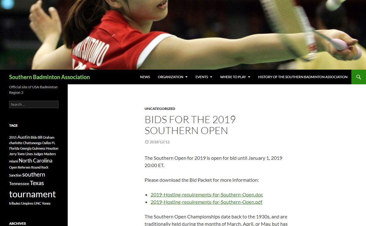 Southern Badminton Association | Official site of USA Badminton Region 3