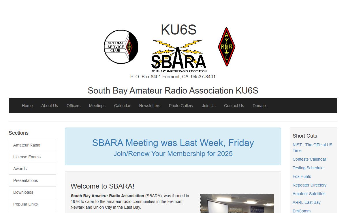 SBARA South Bay Amateur Radio Association, KU6S