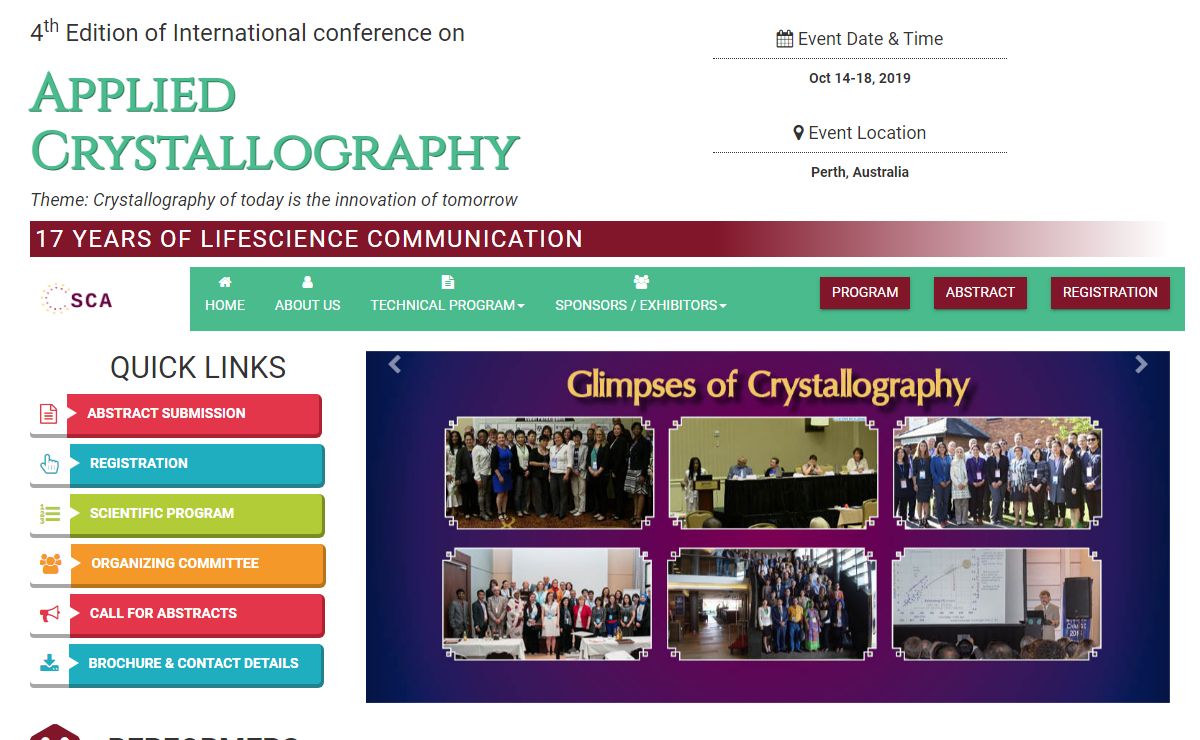 Crystallography Conferences Meeting Events-Japan, Australia, Australia, USA, Canada, Middle East | Asia 2019 |